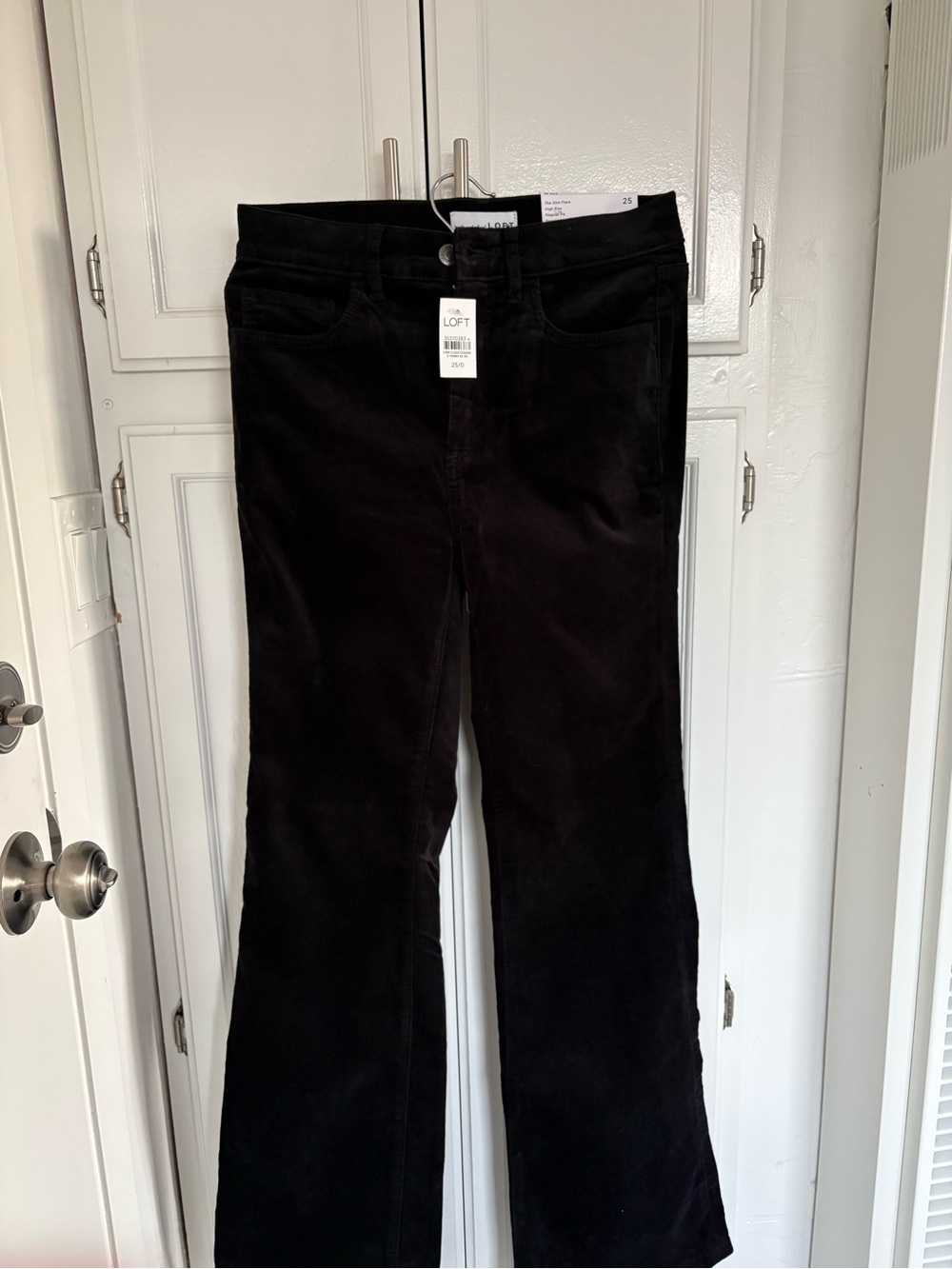 Loft Five Pocket Slim Flare Black Pants in Velvet 25 Regular NWT